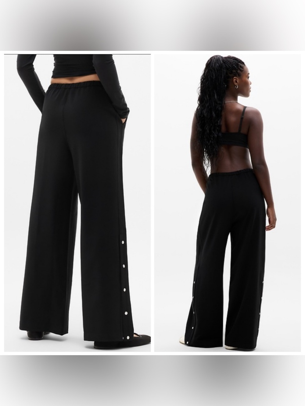 Athleta Black Wide-Leg Snap-Button Lounge Pants MVP Mid Rise new w tags size Xal